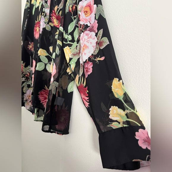 Liz Claiborne Black Floral Blouse — Size Extra Large - Picture 3 of 6